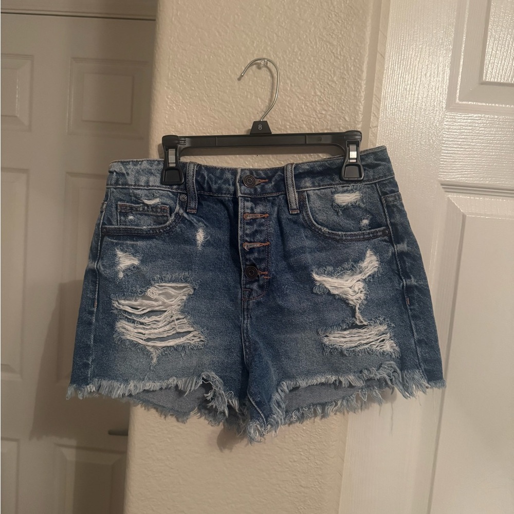 Altar'd State Blue Distressed Jean Shorts